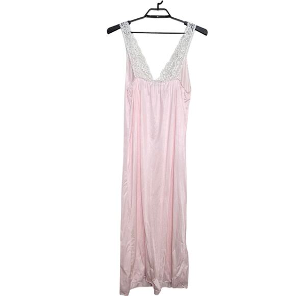 Vintage Peignoir Set Size Medium Pink Nylon Robe Nightgown Ashley Ames - Picture 3 of 10